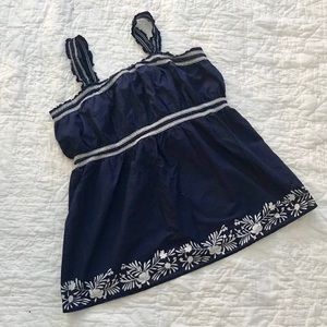 Motherhood MATERNITY blue and white floral tank